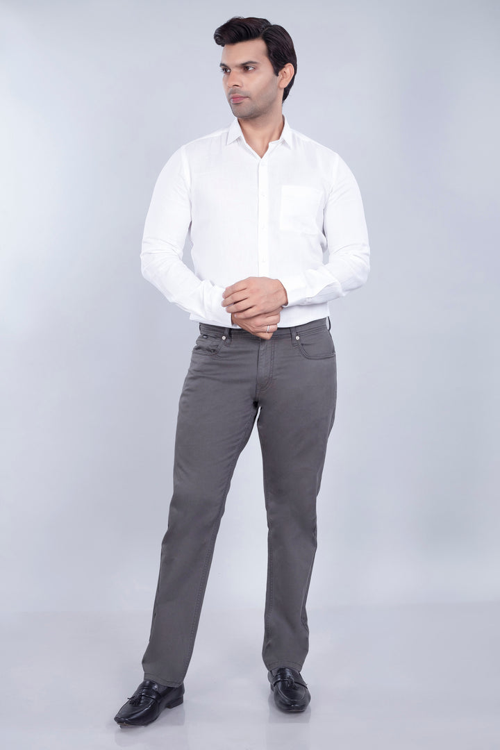 Custom made Charcoal Cotton Stretch Jeanos for Men