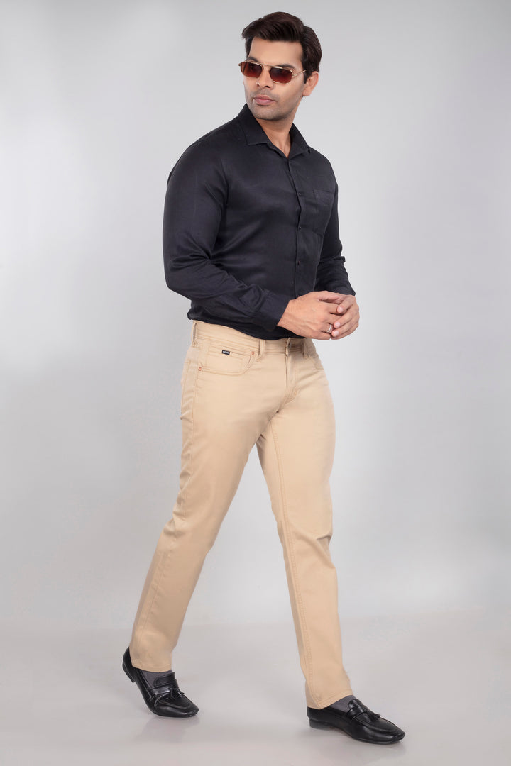 Custom made Khaki Cotton Stretch Jeanos for Men