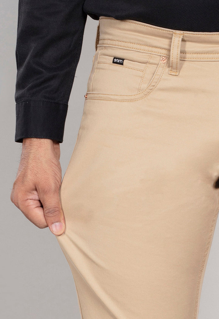 Custom made Khaki Cotton Stretch Jeanos for Men