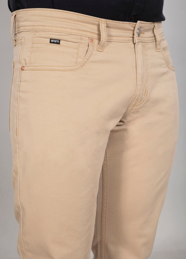 Custom made Khaki Cotton Stretch Jeanos for Men