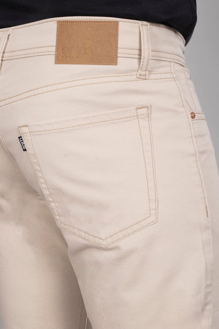 Custom made Cream Cotton Stretch Jeanos for Men