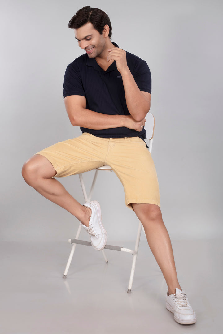 Custom Made Cream Mens Corduroy Shorts 