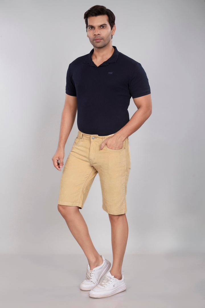 Custom Made Cream Mens Corduroy Shorts 