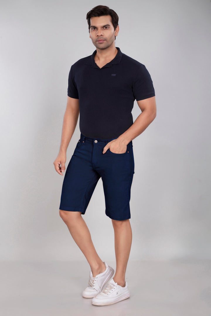 Custom Made Navy Blue Men's Corduroy Shorts