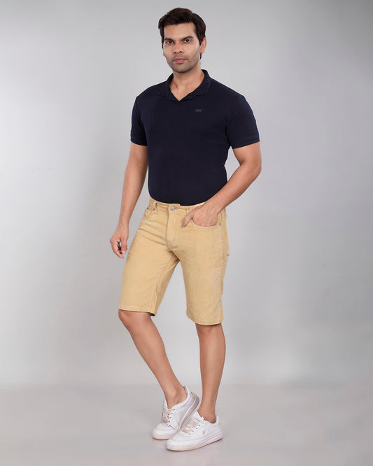 Custom Made Cream Mens Corduroy Shorts 
