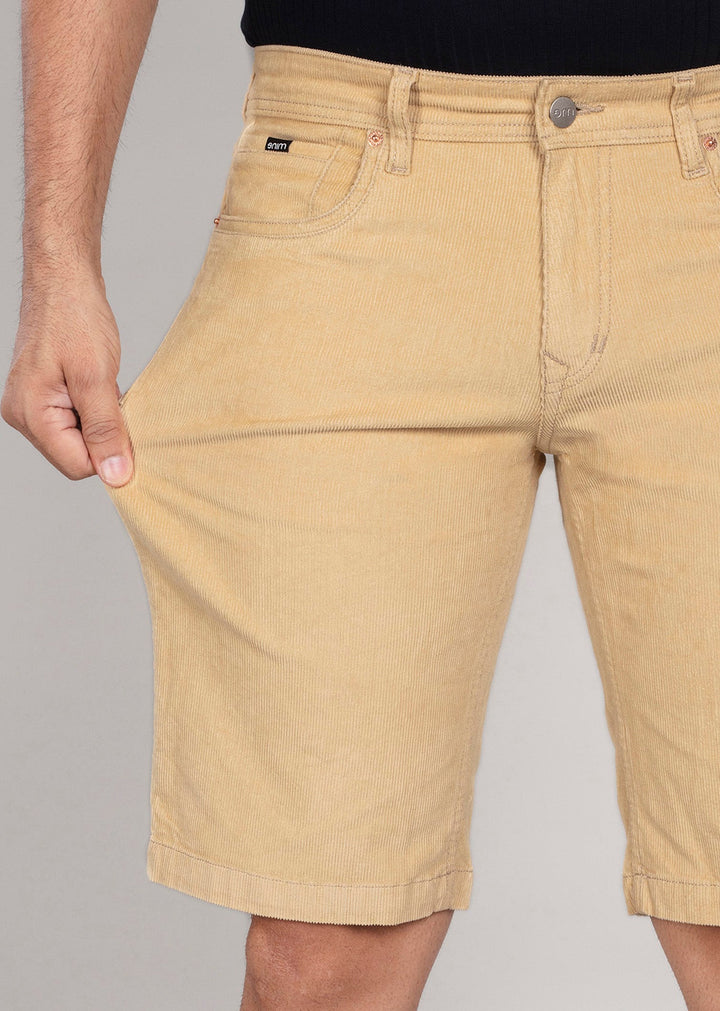 Custom Made Cream Mens Corduroy Shorts 