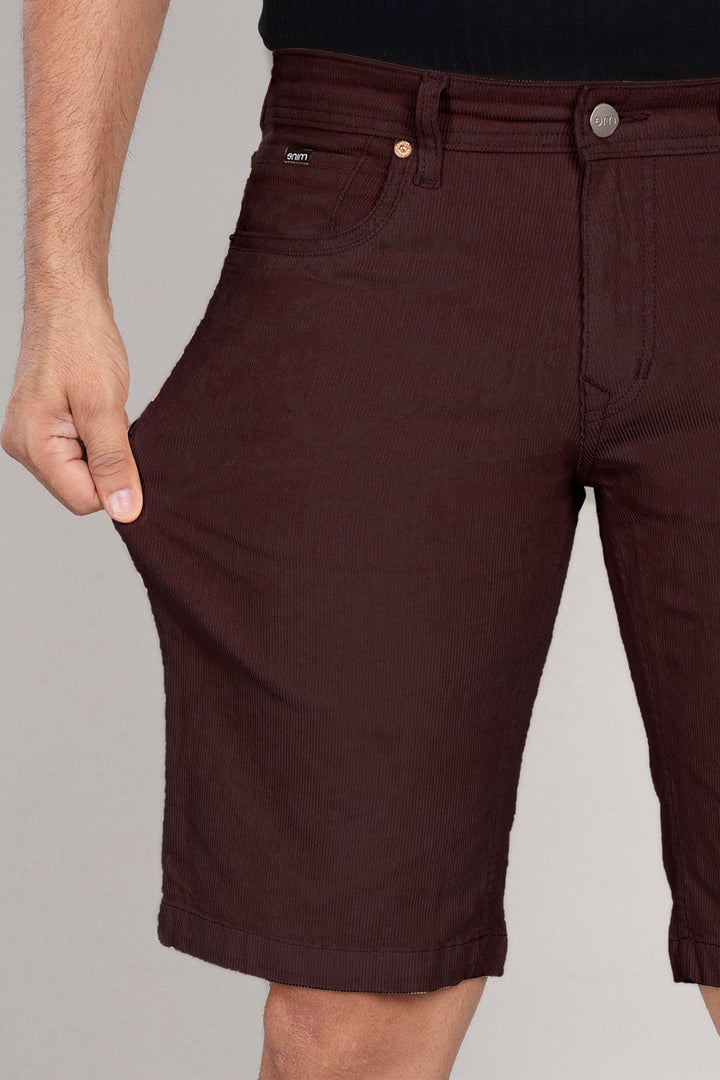 Custom Made Coffee Brown Corduroy Shorts