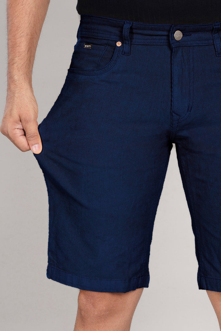 Custom Made Navy Blue Men's Corduroy Shorts