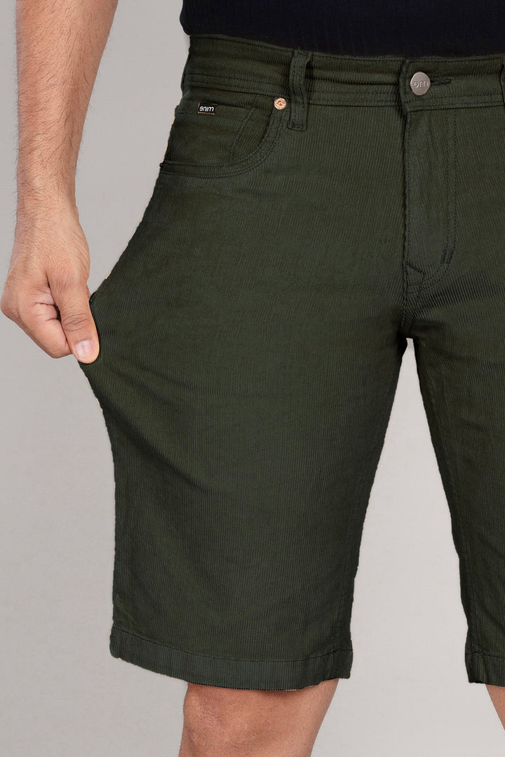 Custom Made Olive Green Men's Corduroy Shorts