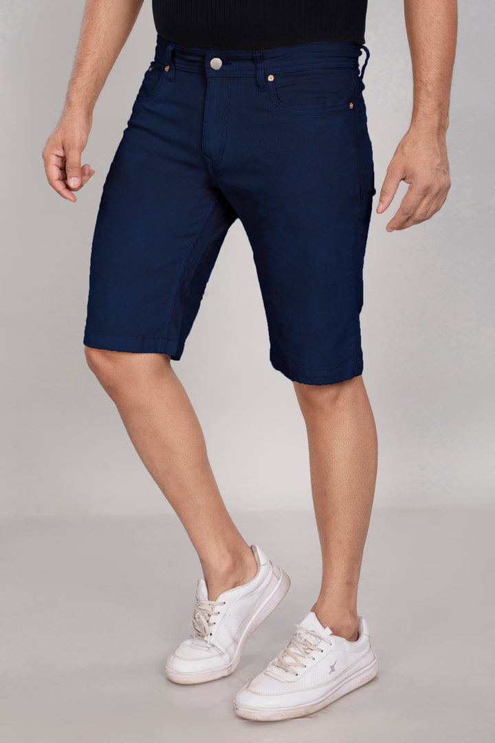 Custom Made Navy Blue Men's Corduroy Shorts