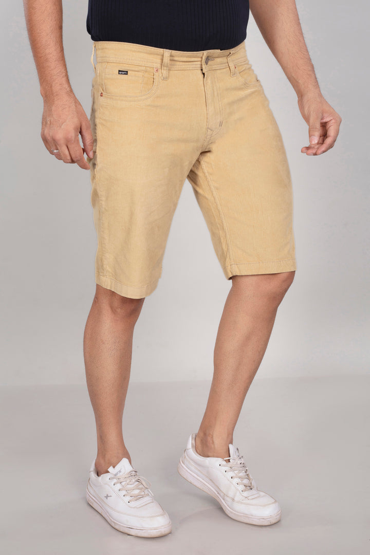 Custom Made Cream Mens Corduroy Shorts 