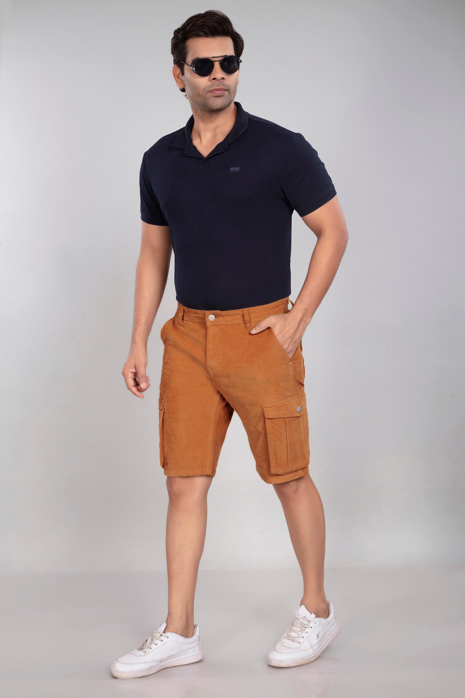 Shop Custom Made Deep Space Blue Mens Cargo Shorts Online – Enim
