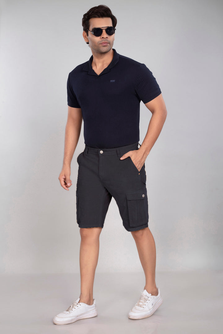 Custom Made Pure Black Men's Cargo Shorts