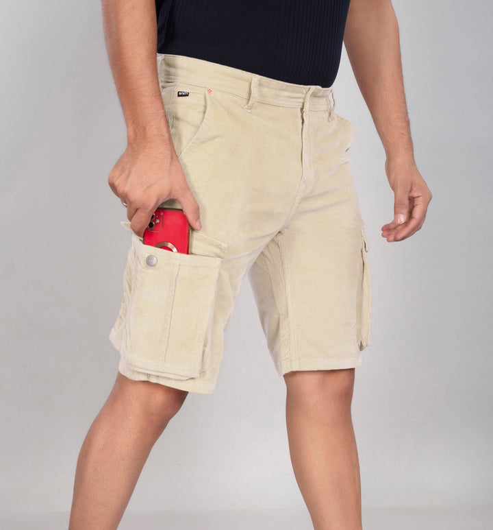 Custom Made Cream Men's Cargo Shorts