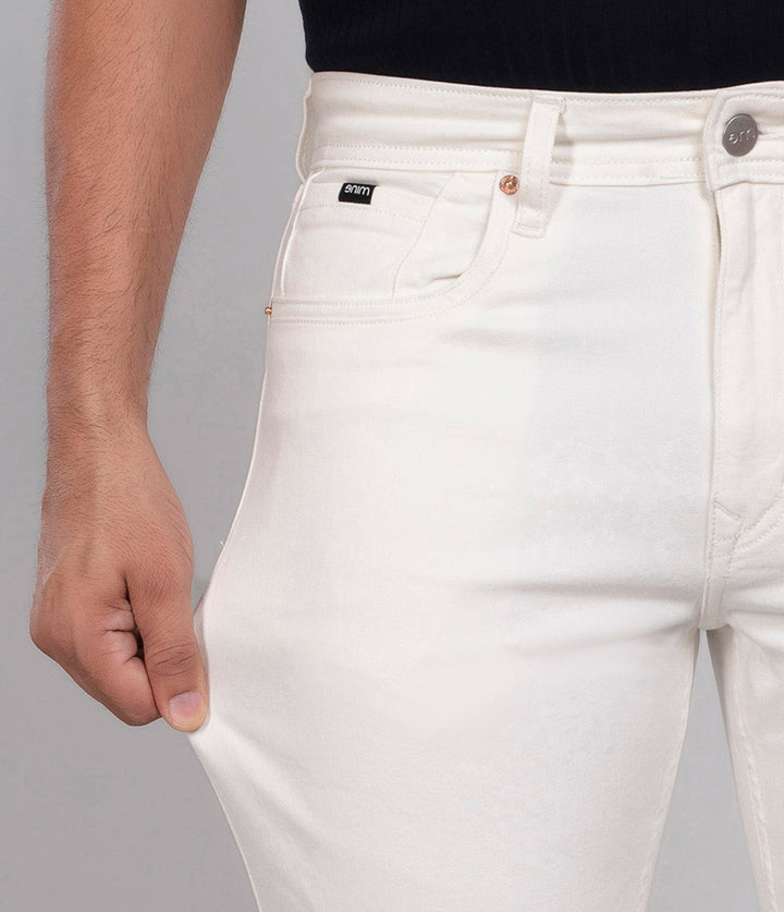 Custom made Pure White Straight Fit Jeans Pants for Men