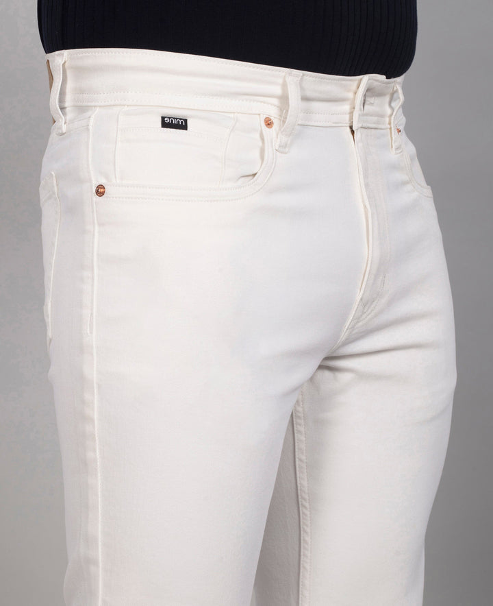Custom made Pure White Straight Fit Jeans Pants for Men