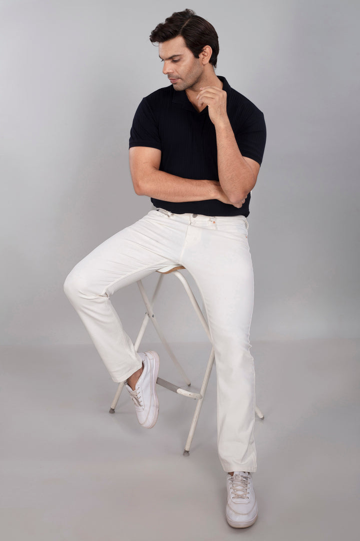 Custom made Pure White Straight Fit Jeans Pants for Men