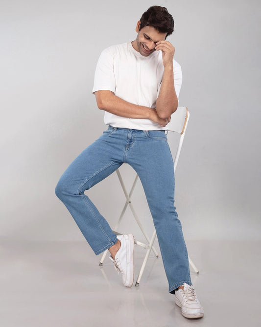 Mid Blue Non-Stretch Denim - Straight Fit Sale