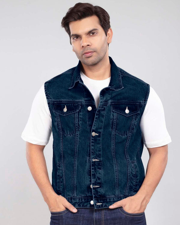 Raw Indigo Denim Sleeveless Jacket