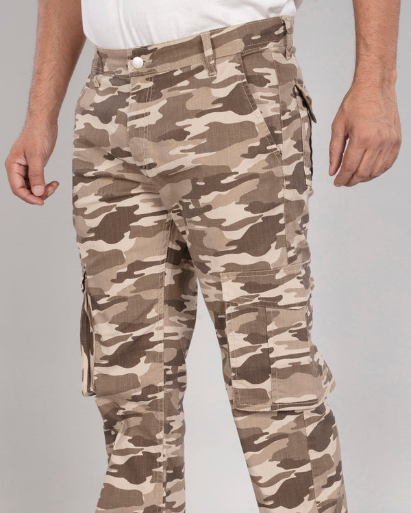 Khaki Camo Stretch Cargo Pants