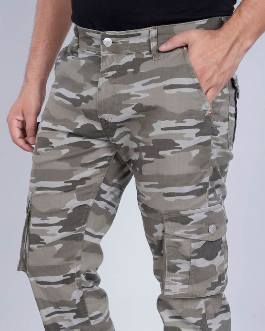 Olive Camo Stretch Cotton - Straight Fit Classic Cargo Sale
