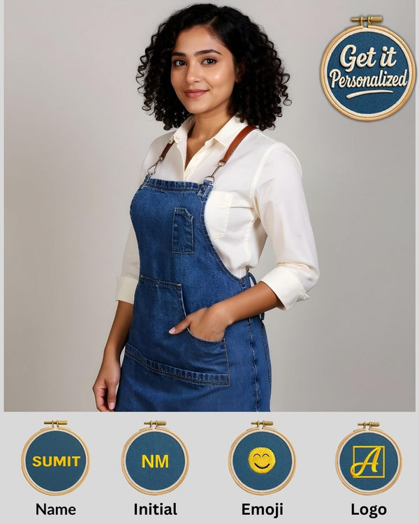 Mid Blue Denim Cross-Back Kangaroo Aprons