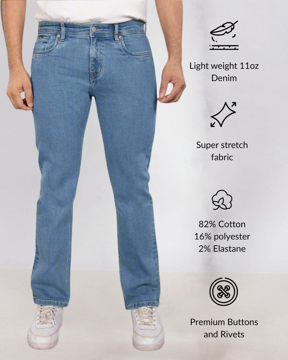 Men's Custom Made Straight Fit Jeans – All Season Denim – Tailored