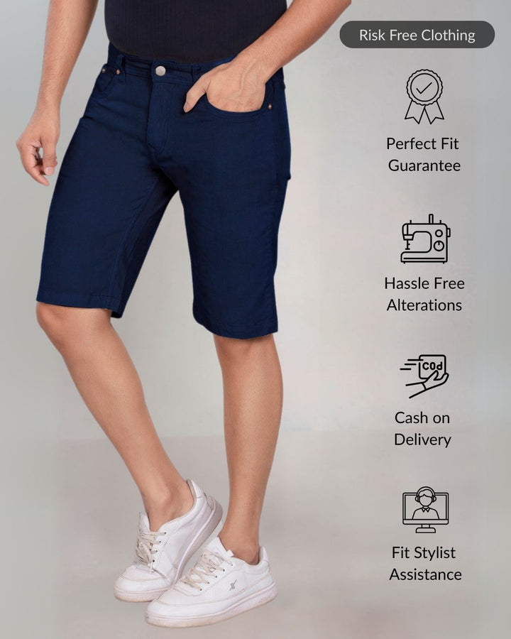 Custom Made Navy Blue Men's Corduroy Shorts