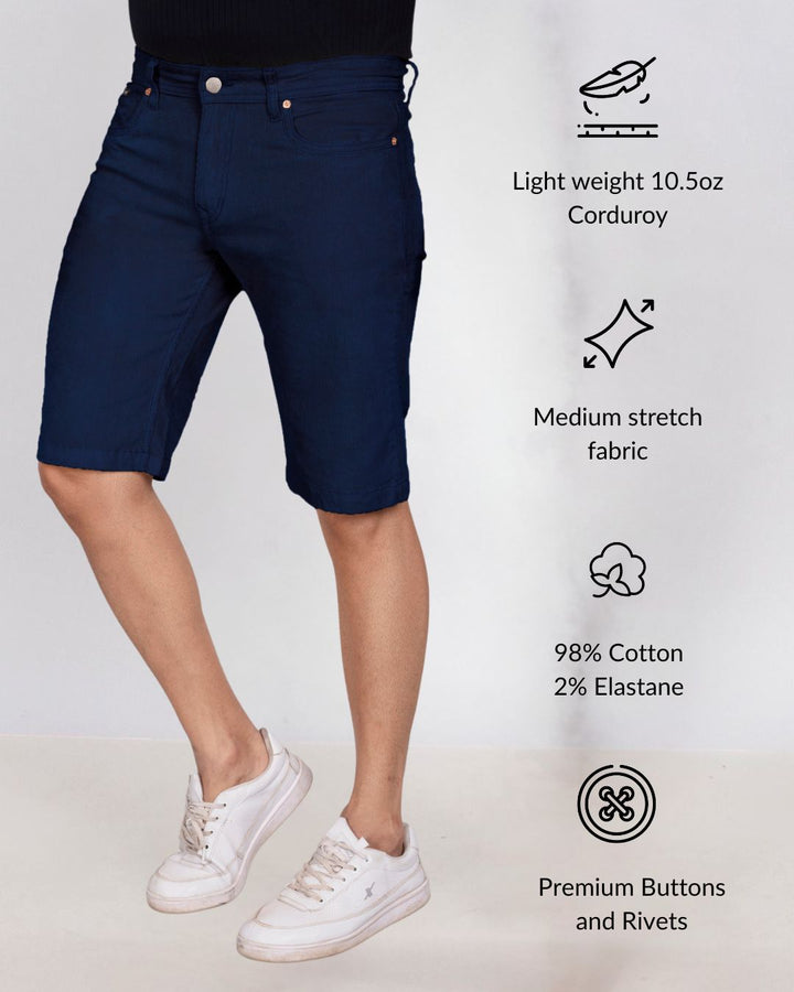 Custom Made Navy Blue Men's Corduroy Shorts