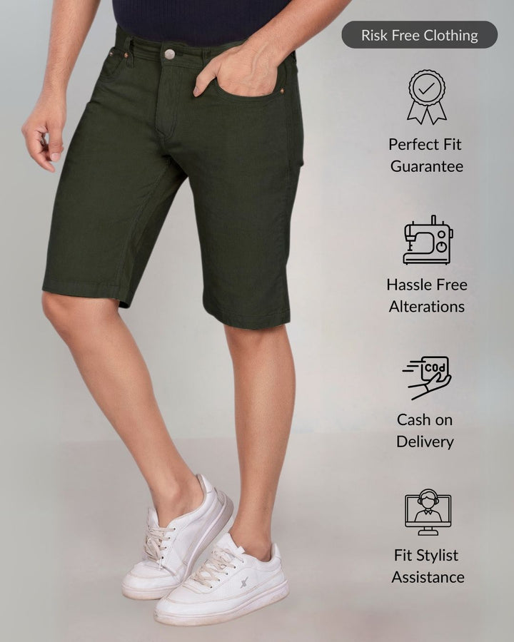 Custom Made Olive Green Men's Corduroy Shorts