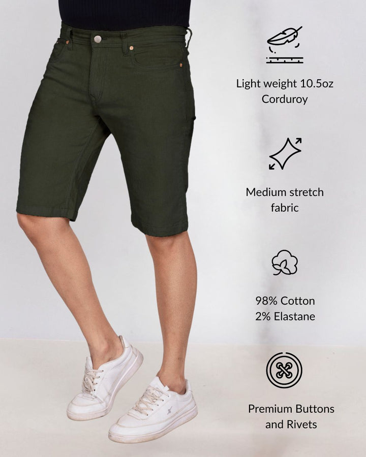 Custom Made Olive Green Men's Corduroy Shorts