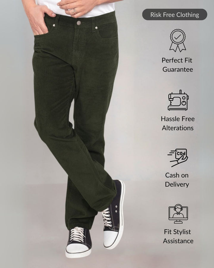 Custom made olive green Men's Straight Fit Corduroy