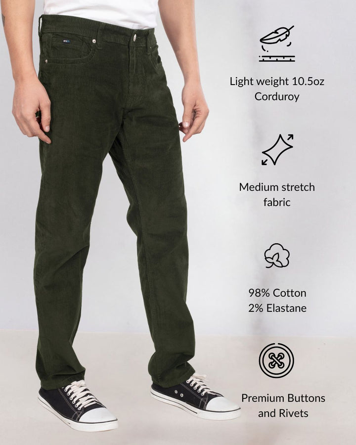 Custom made olive green Men's Straight Fit Corduroy
