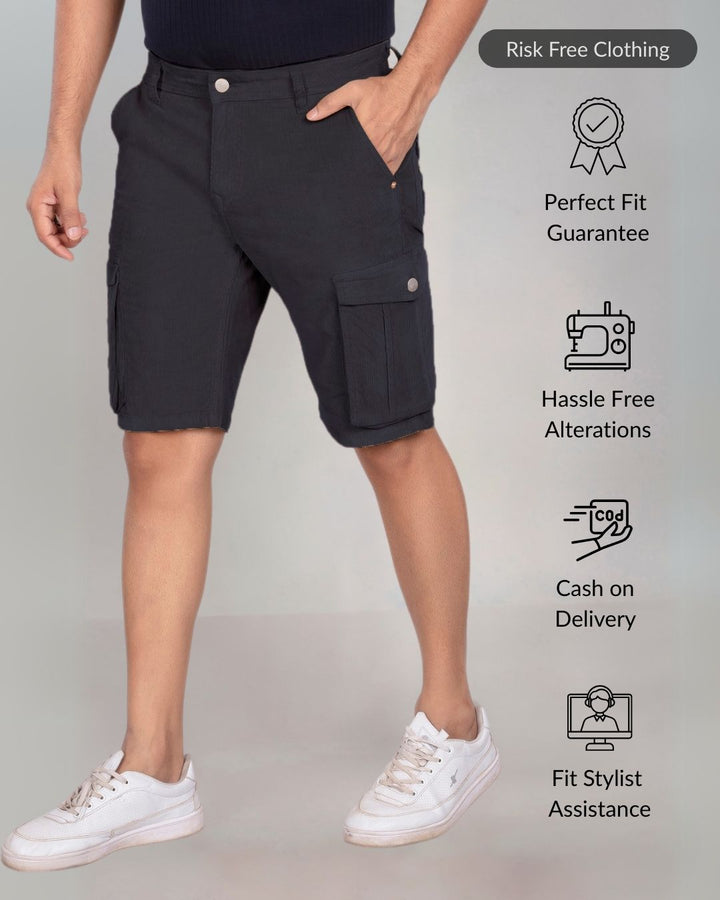Custom Made Pure Black Men's Cargo Shorts