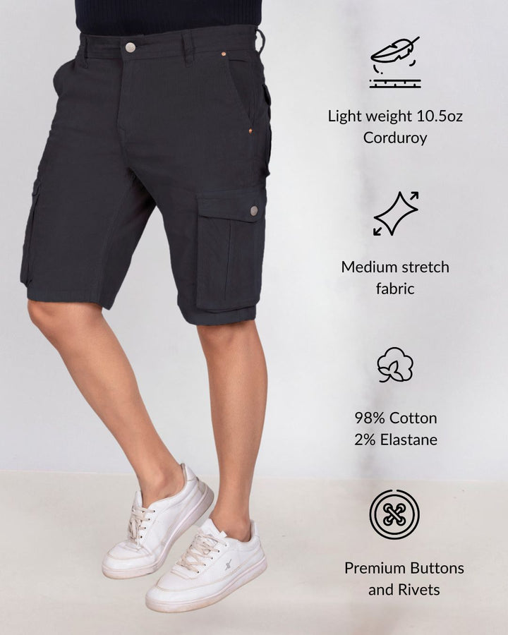 Custom Made Pure Black Men's Cargo Shorts