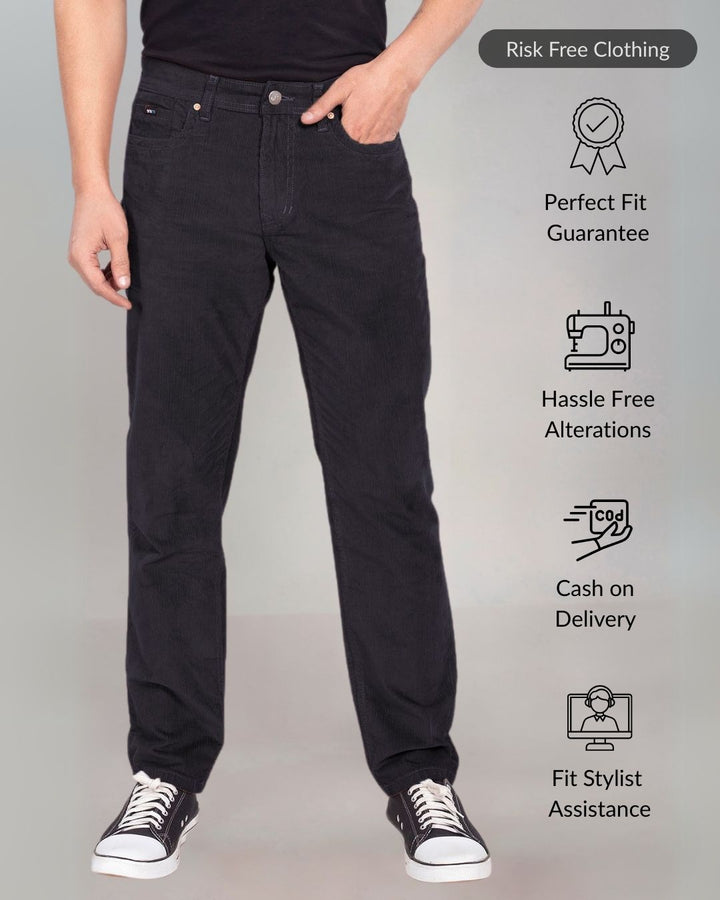 Custom made pure black Men's Straight Fit Corduroy