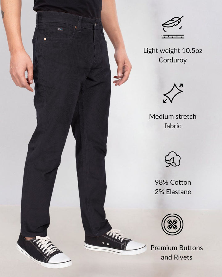 Custom made pure black Men's Straight Fit Corduroy