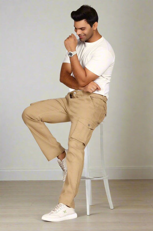 Custom Made British Khaki Men's Straight Fit Cargo