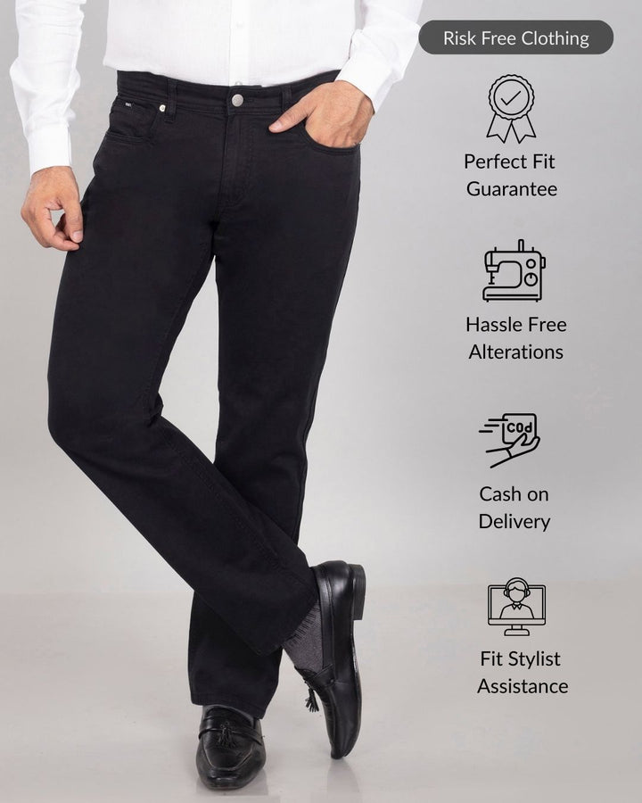 Custom made Pure Black Cotton Stretch Jeanos for Men
