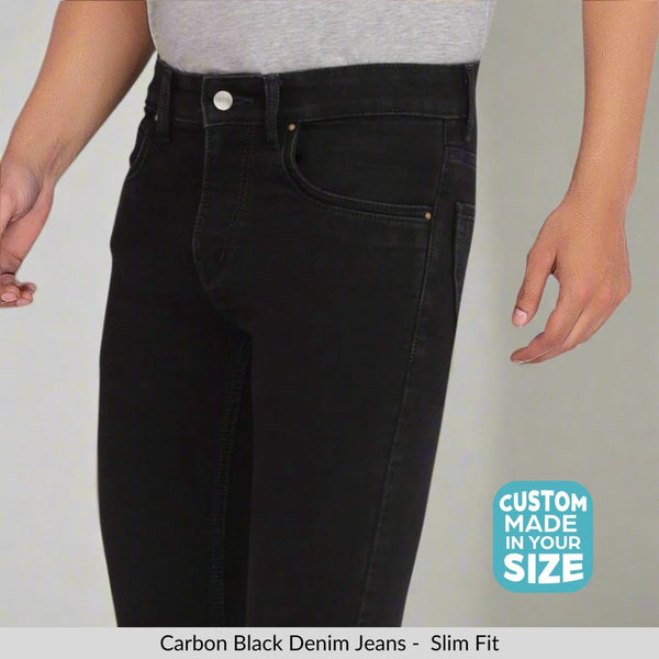 Custom made Carbon Black Slim Fit Jeans Pants for Men