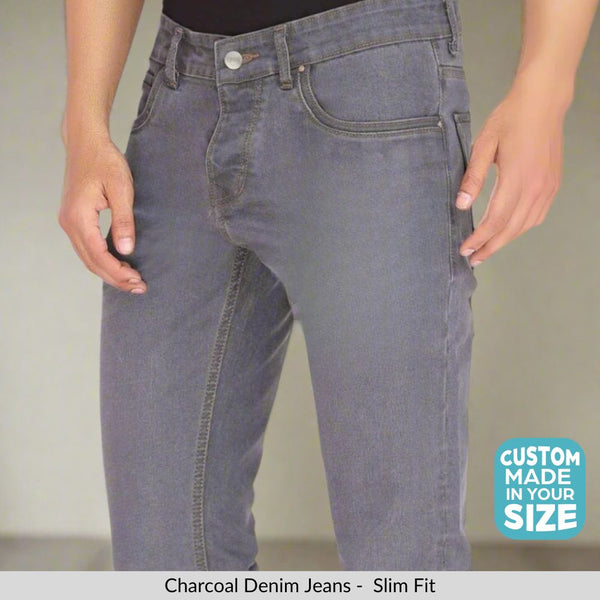 Custom made Charcoal Slim Fit Jeans Pants for Men