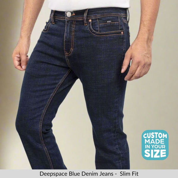 Custom made Deep Space Blue Slim Fit Jeans Pants for Men