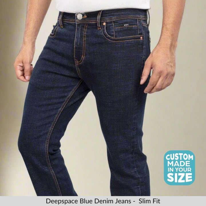 Custom made Deep Space Blue Slim Fit Jeans Pants for Men