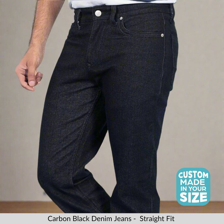 Custom made Carbon Black Straight Fit Jeans Pants for Men