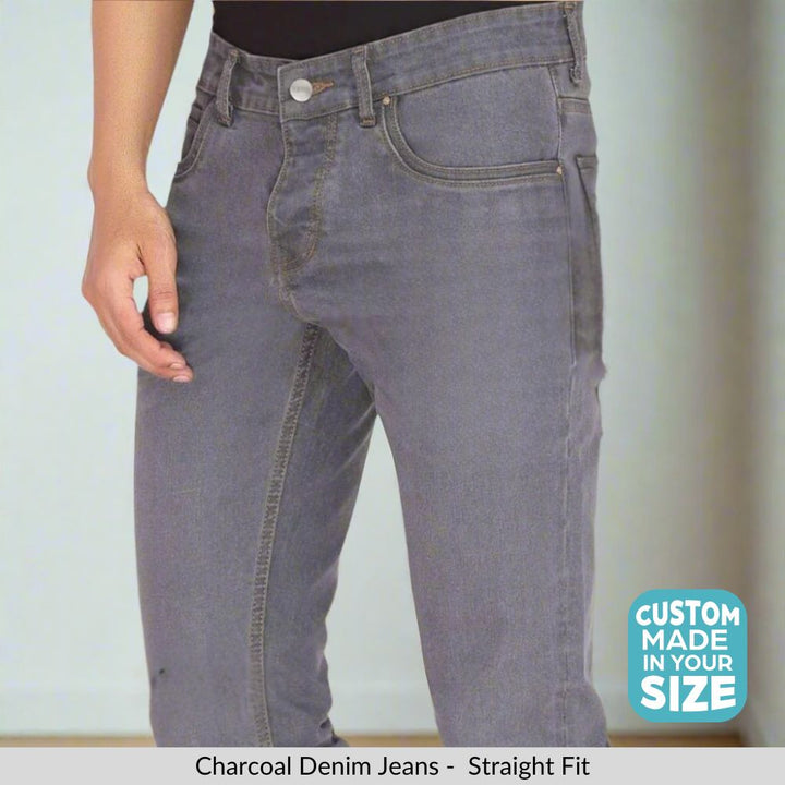 Custom made Charcoal Straight Fit Jeans Pants for Men