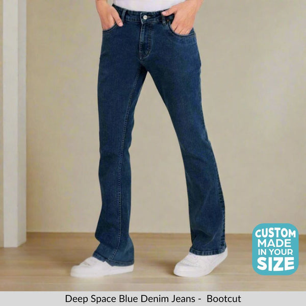Custom made Deep Space Blue Mens Bootcut Jeans Pants