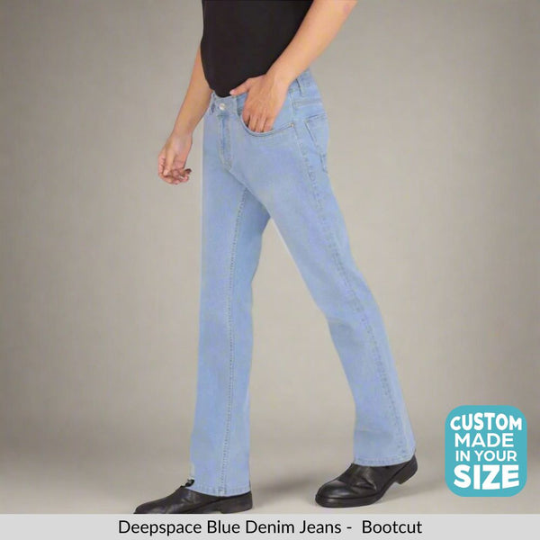 Custom made Glacier Blue Mens Bootcut Jeans Pants