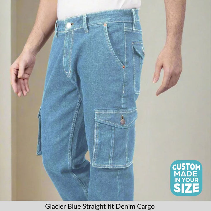 Custom Made Glacier Blue Men's Straight Fit Cargo