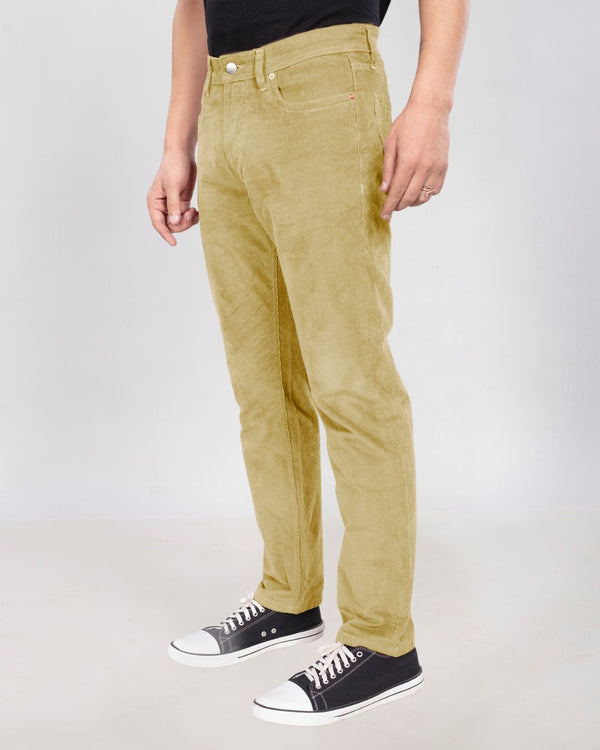 Custom made Beige Stretch Corduroy Jeans for Men