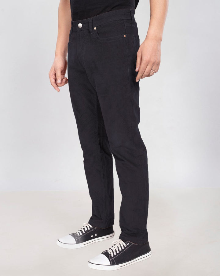 Custom made pure black Men's Straight Fit Corduroy